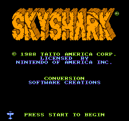 Sky Shark title screen for NES